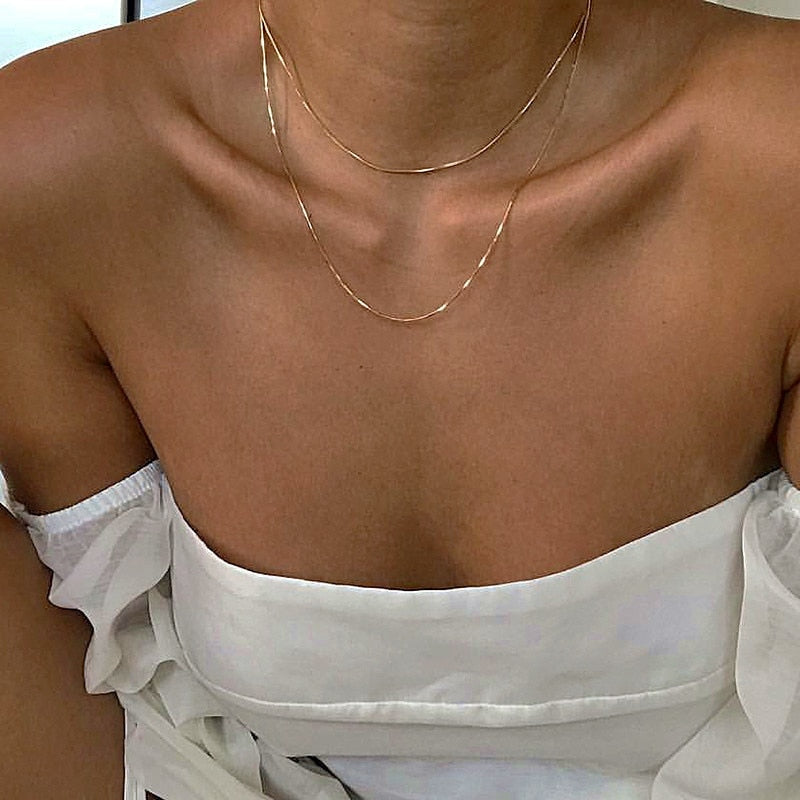 Chaleur Necklace 14k gold bstlovesyou choker fashion gold gold color choker minimal minimalist modern silver thin chain women jewelry women necklace chain