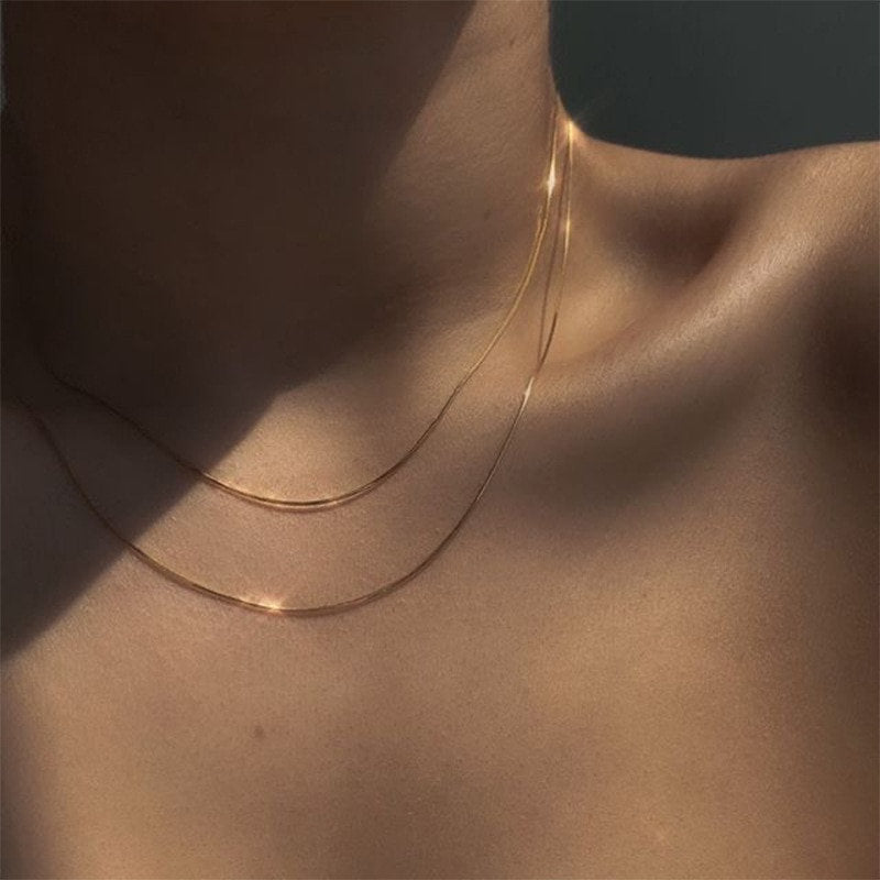 Chaleur Necklace 14k gold bstlovesyou choker fashion gold gold color choker minimal minimalist modern silver thin chain women jewelry women necklace chain