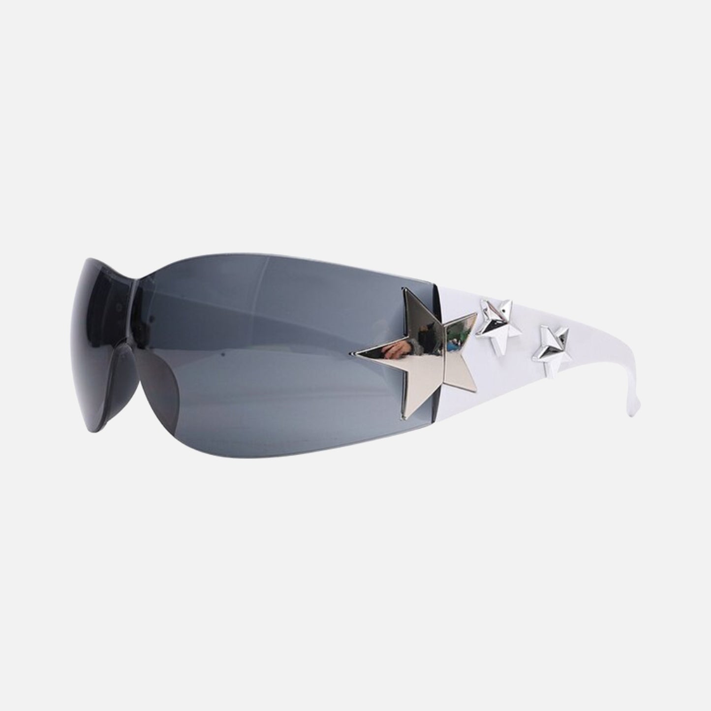 Après Astre Shade White cycling sunglasses futuristic sunglass man sunglasses moon sunglass rectangular Sunglass shield sunglasses silver sunglasses star astre mouisco star shade tiktok streetwear accessory unisex sunglasses wraparound sunglass y2k sunglasses